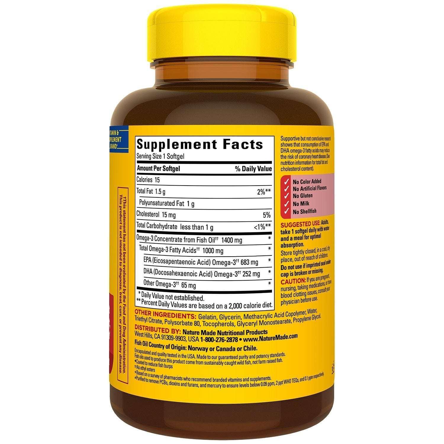 Nature Made Burp-Less Ultra Omega-3 Fish Oil Softgels, 130 ct.