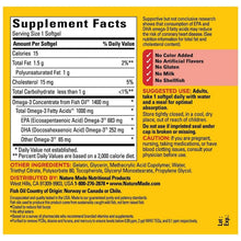 Nature Made fish oil softgels Supplement Facts label with suggested use and cautions