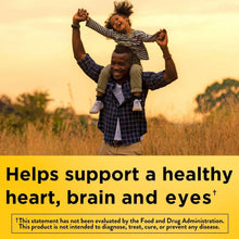 Nature Made fish oil softgels promotional text: Helps support a healthy heart, brain and eyes