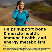 Multivitamin for Her promotional graphic with woman in teal jacket and health benefit text