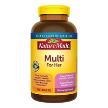 Multivitamin for Her tablets supplement bottle with yellow cap, NatureMade label, 300 tablets
