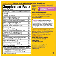 Nature Made Prenatal multivitamin Supplement Facts label on bottle back