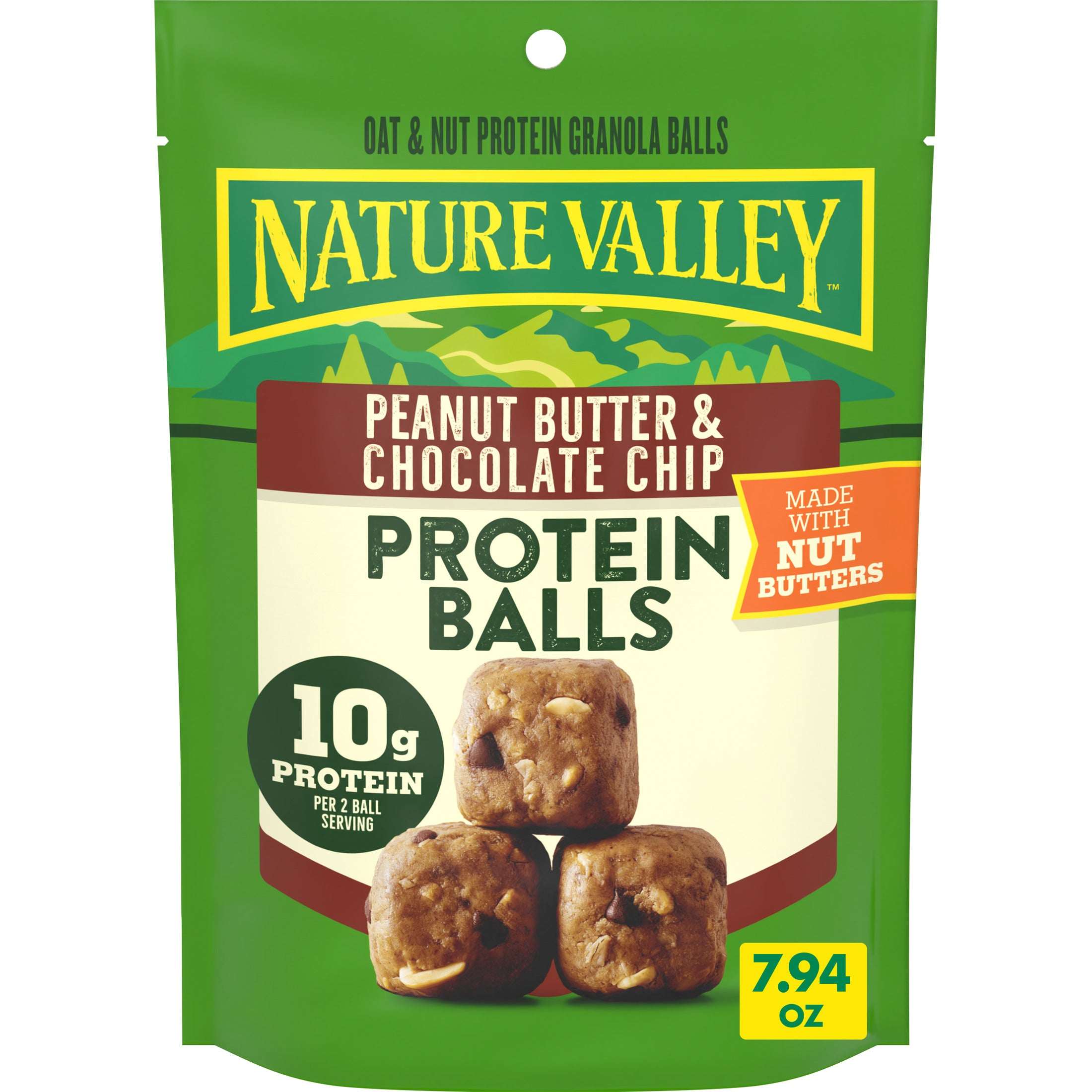 Nature Valley Oat and Nut Protein Granola Balls, Peanut Butter and Chocolate Chip, 7.94 oz