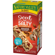 Nature Valley sweet and salty almond granola bar carton, 36 bars front view