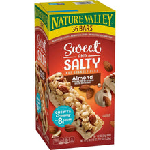 Nature Valley sweet and salty almond granola bar carton, 36 bars side view