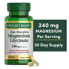 Nature’s Bounty magnesium glycinate supplement bottle with 60 capsules, 240 mg per serving