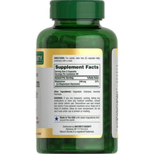 Magnesium glycinate capsules bottle back label with supplement facts and directions