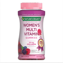 Women's multivitamin gummies bottle with pink cap and berry flavor label