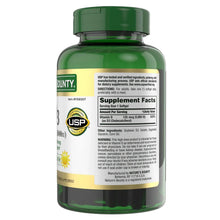 Vitamin D3 supplement bottle Supplement Facts panel, green cap
