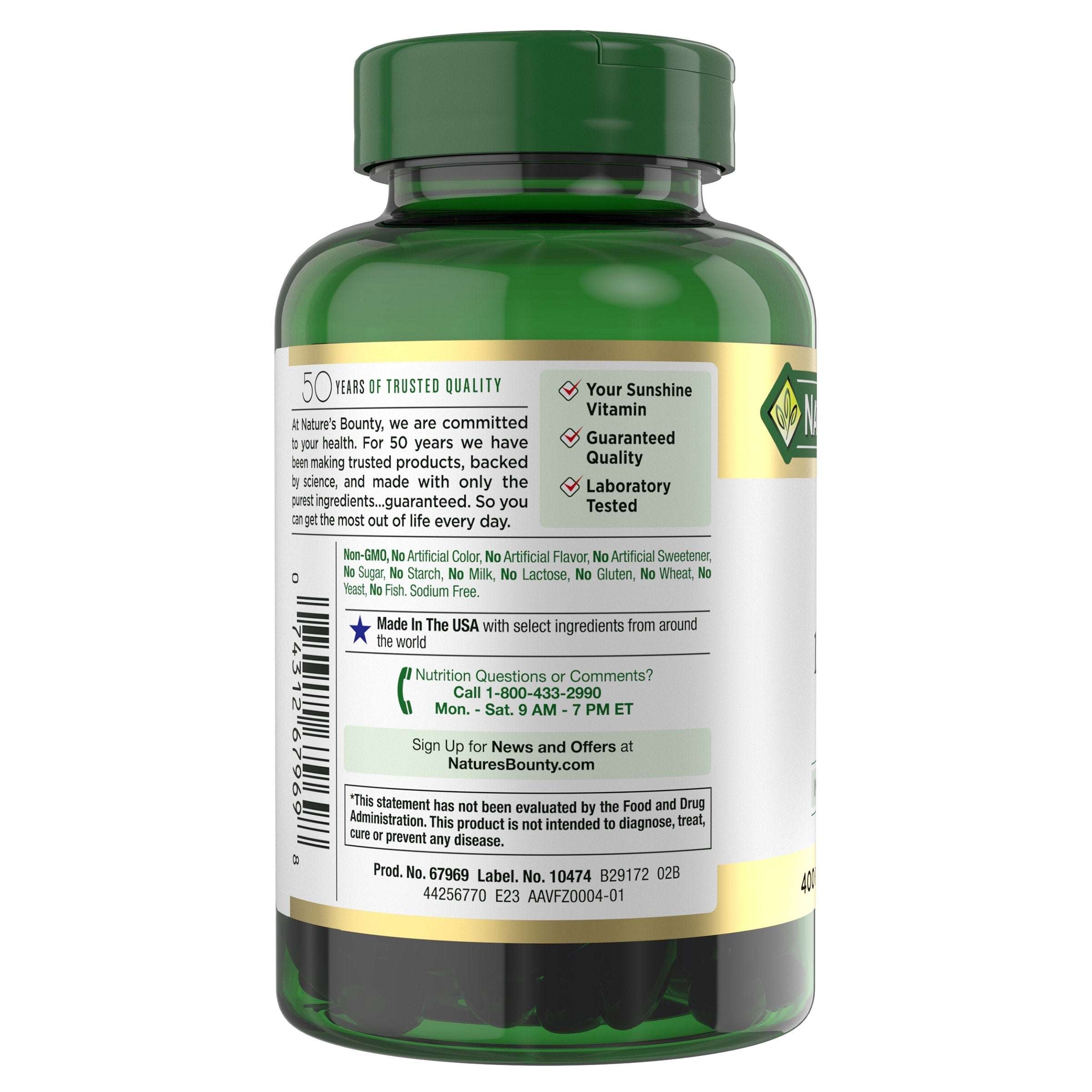 Nature's Bounty Vitamin D3 125 mcg, 400 Softgels