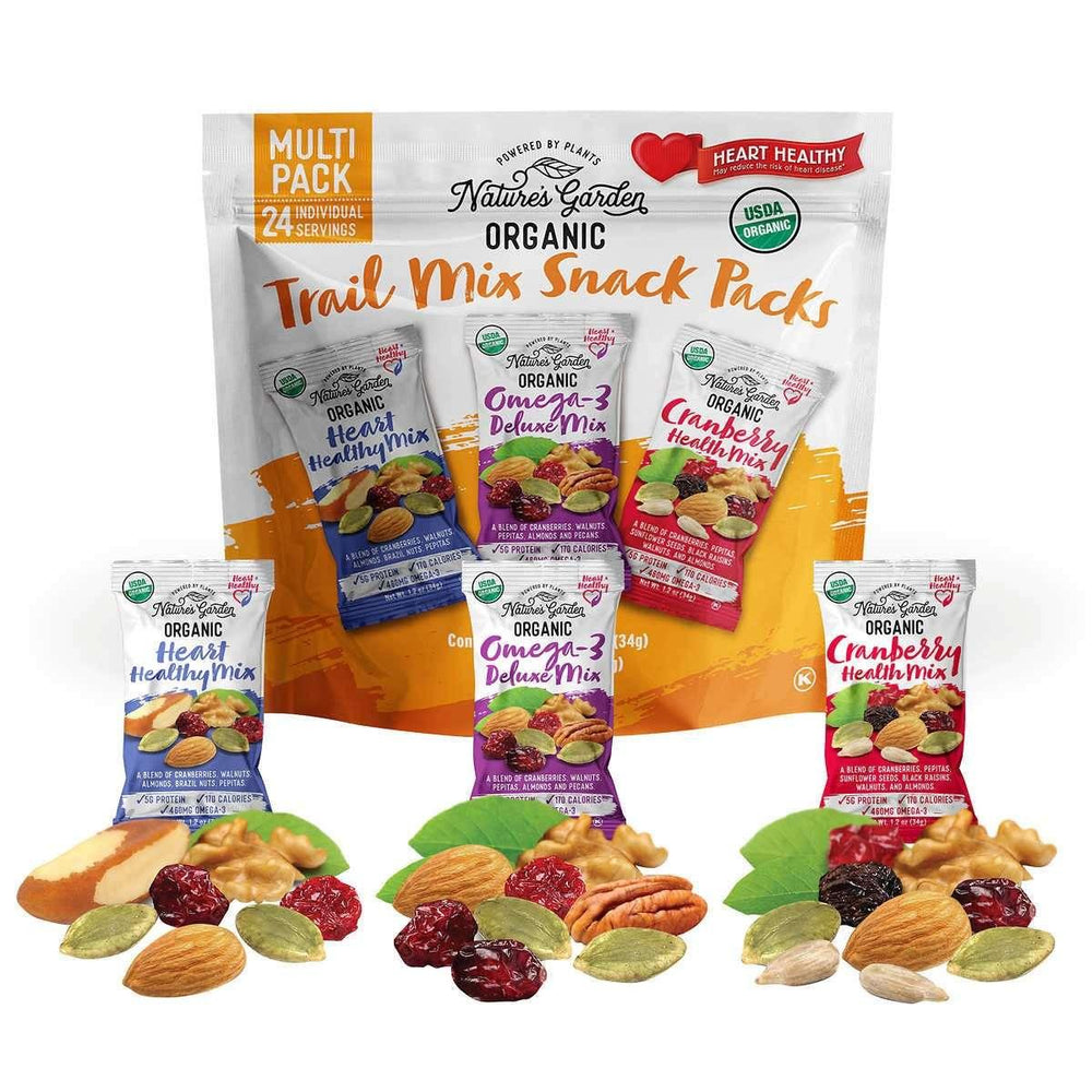 Nature's Garden Organic Trail Mix Snack Packs, Variety Pack, 1.2 oz, 24-count - USA MEGA SHOP