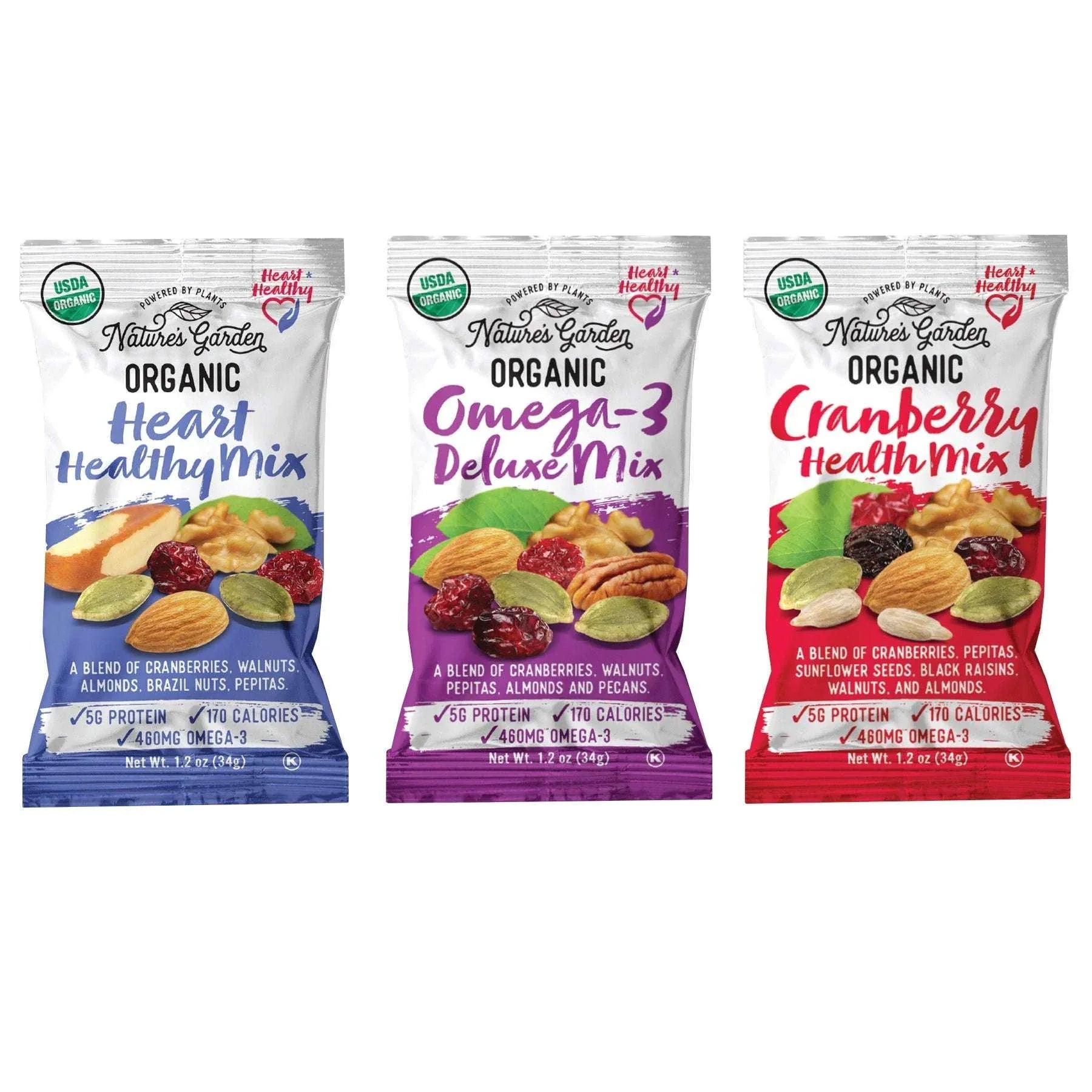 Nature's Garden Organic Trail Mix Snack Packs, Variety Pack, 1.2 oz, 24-count - USA MEGA SHOP