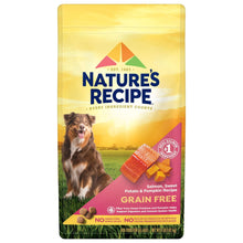 Grain-free dry dog food bag with salmon, sweet potato and pumpkin