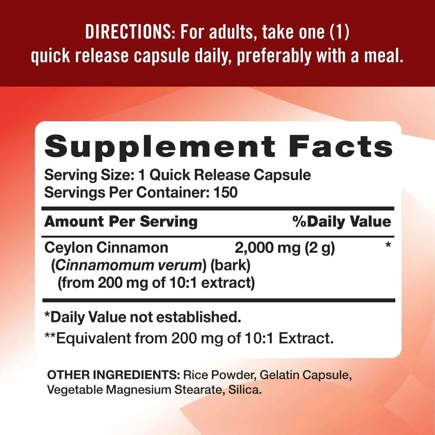 Nature's Truth Concentrated Ceylon Cinnamon 2,000 mg Capsules 150 ct.