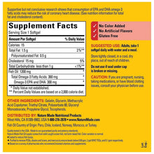 Nutrition label for fish oil softgels with serving size 1 softgel