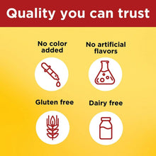 Quality icons: no color added, no artificial flavors, gluten-free, dairy free