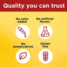CoQ10 supplement promo card with quality icons: no color added, no flavors, gluten free