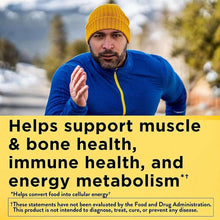 Multivitamin dietary supplement with health-claim text for muscle, bone, and immune support