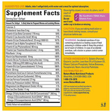 Supplement Facts panel with ingredient table and daily value information