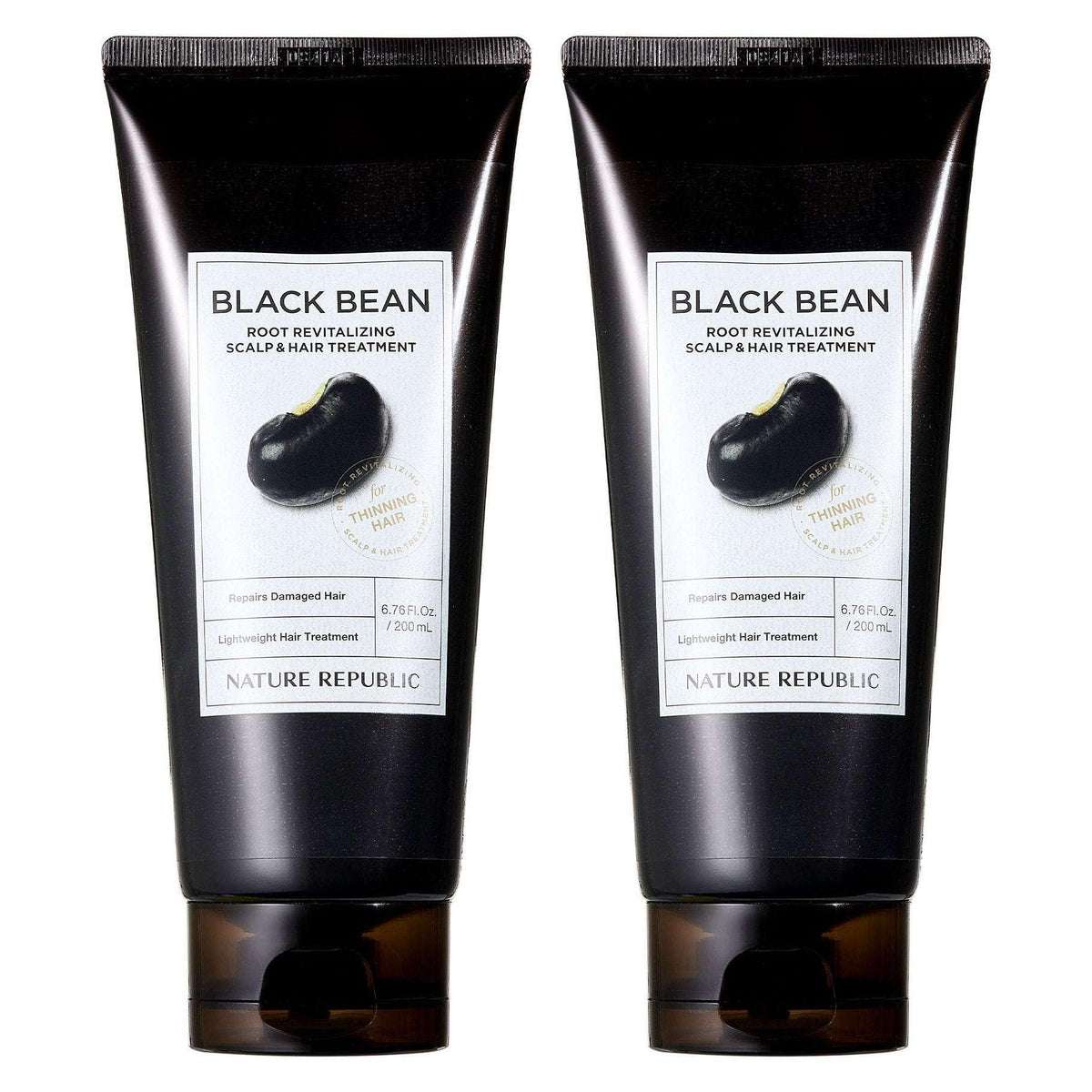 Nature Republic Black Bean Root Revitalizing Scalp & Hair Treatment, 6.76 fl oz, 2-pack - USA MEGA SHOP