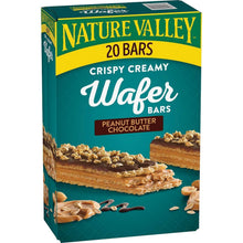 Snack bars box labeled Crispy Creamy Wafer, Peanut Butter Chocolate