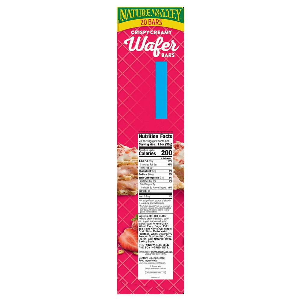 Nature Valley Crispy Creamy Wafer Bars, Strawberry, 1.3 oz, 20-count - USA MEGA SHOP