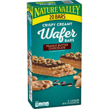 Nature Valley wafer bar box with 20 bars, peanut butter chocolate flavor