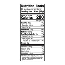 Nutrition facts panel for wafer bars, 200 calories per serving