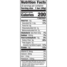 Nutrition Facts label for protein chewy bar, serving size 1 bar (40 g)
