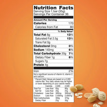 Nature Valley Sweet and Salty granola bar nutrition facts panel with peanuts.