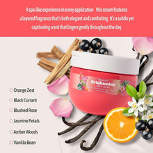 NatureWell Brightening body cream jar with pink gel texture and white lid
