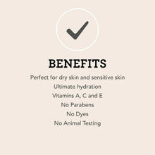 Coconut oil moisturizing cream benefits label with check icon and bullet points