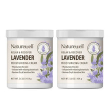Naturewell lavender moisturizing cream jars, two-pack with white lids and lavender label