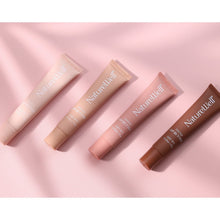 Four tinted lip butter tubes in nude, rose, and brown shades, side-by-side