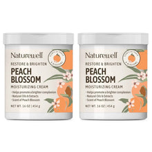 NatureWell Peach Blossom moisturizing cream jar, white label, white lid, 2-pack.