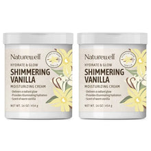Two Naturewell Shimmering Vanilla moisturizing cream jars, white caps, 16 oz each