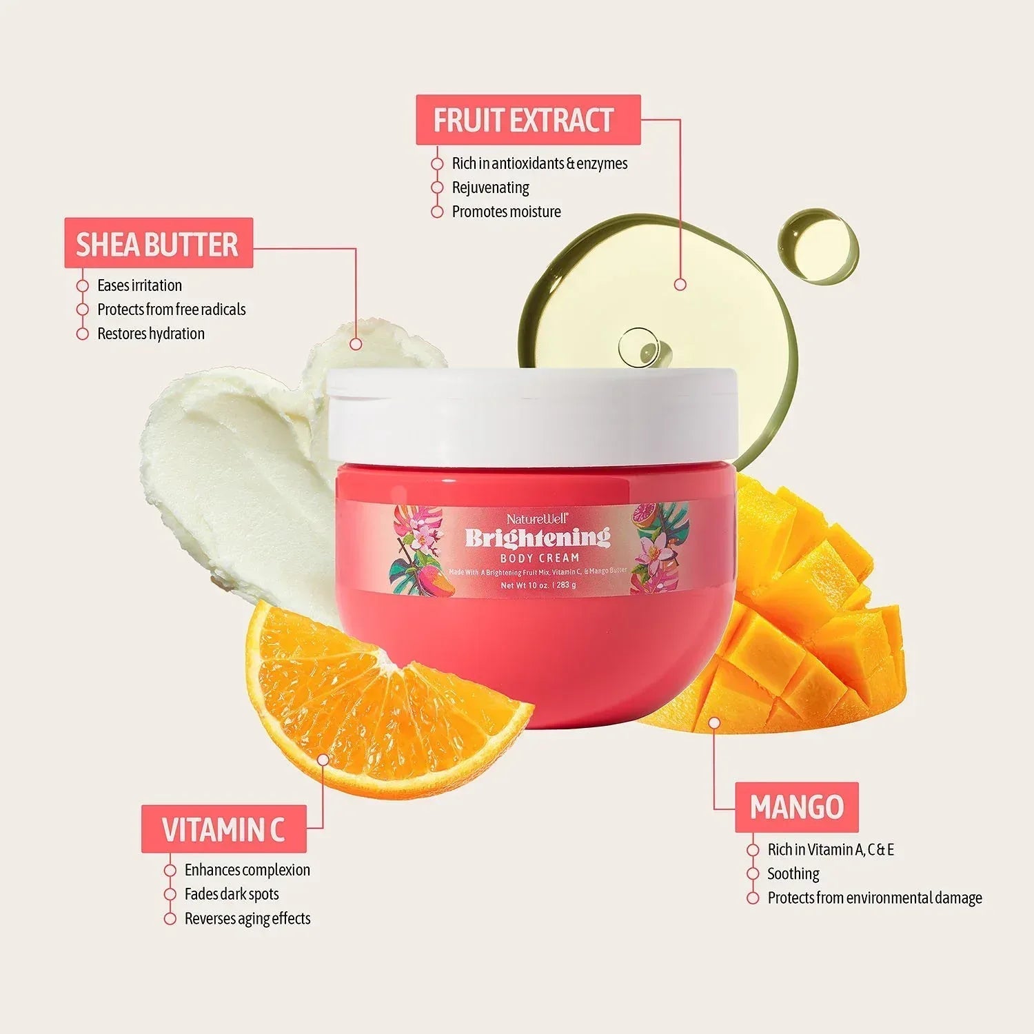 NatureWell Brightening Body Cream, 10 oz., 2 pk.