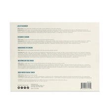 Skincare set outer box back with ingredient text panel and barcode