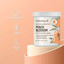 NatureWell Peach Blossom moisturizing cream jar with white lid and label, side view.