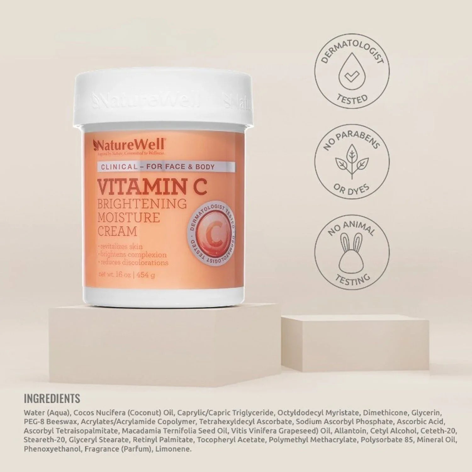 NatureWell Vitamin C Brightening Moisture Cream, 16 oz. - USA MEGA SHOP