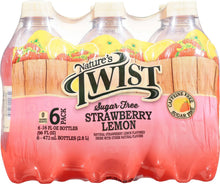 Nature'S Twist sugar-free strawberry lemon drink 6-pack, front view of bottles
