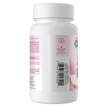 Hair growth supplement bottle side with barcode and manufacturing info