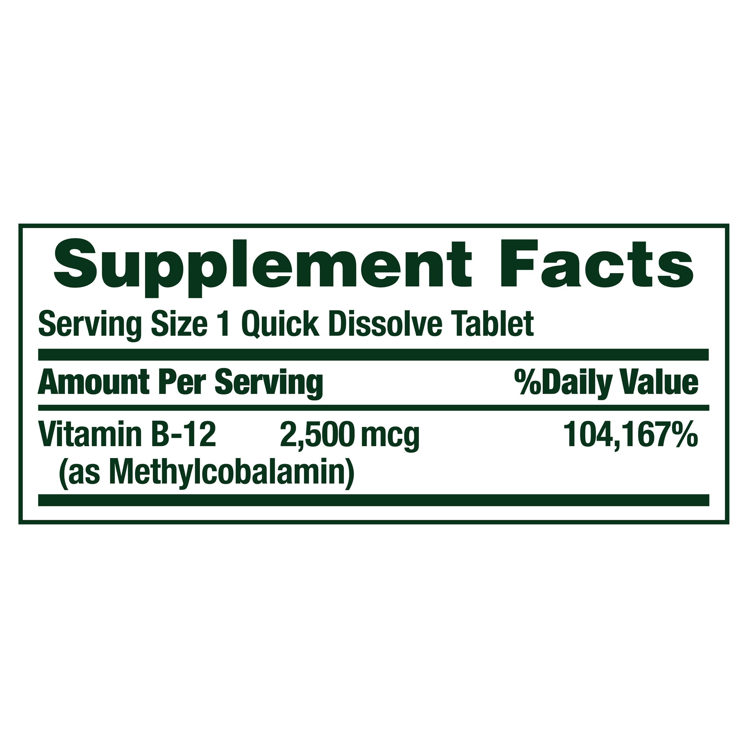 Nature's Bounty Vitamin B-12 2500 mcg, 300 Quick Dissolve Tablets