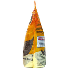 Organic chia seed bag with product description text and serving instructions