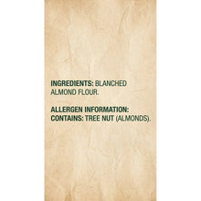 Ingredient label on almond flour bag: blanched almond flour