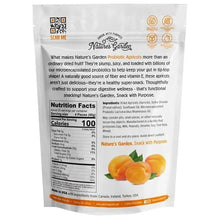 Probiotic dried apricots pouch back with nutrition facts panel