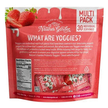 Probiotic strawberry yoggies multi-pack pouch back with nutrition facts and ingredients text