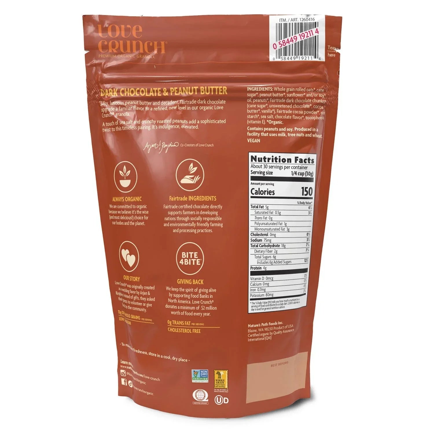Nature's Path Love Crunch Organic Dark Chocolate & Peanut Butter Granola, 32 oz. - USA MEGA SHOP