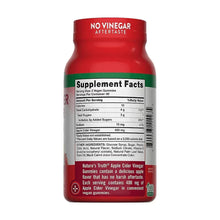 Apple cider vinegar gummies bottle supplement facts label with ingredients list