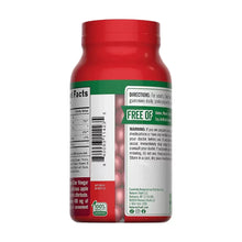 Apple cider vinegar gummies bottle back label panel with nutrition facts and directions